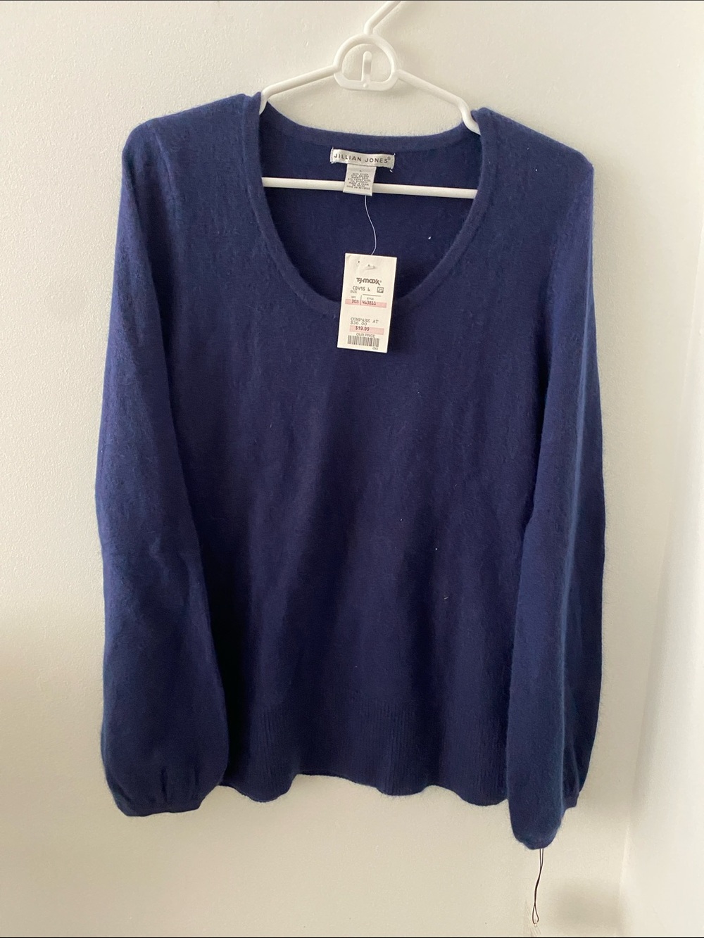 Jillian Jones   Deep Navy Scoop Neck Wool Sweater